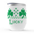 Shamrock Stemless Wine Tumblers, Irish Knitter Wine Tumbler, Knitter Gift, Red Headed Knitter Gift, Knitting Tumbler